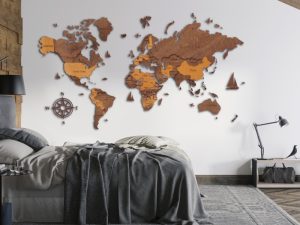 Drewniana mapa na ścianę